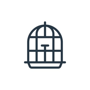 Veterinerlik konseptinden kafes ikonu vektörü. Kafes inmesinin ince bir çizgisi. Web ve mobil uygulamalarda kullanmak için kafes doğrusal işareti, logo, yazdırma ortamı.