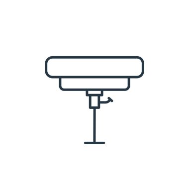 Mobilya dekorasyonu konseptindeki tabure ikonu vektörü. Düzenlenebilir dışkı felcinin ince bir çizgisi. Web ve mobil uygulamalarda kullanmak için tabure doğrusal işareti, logo, yazdırma ortamı.