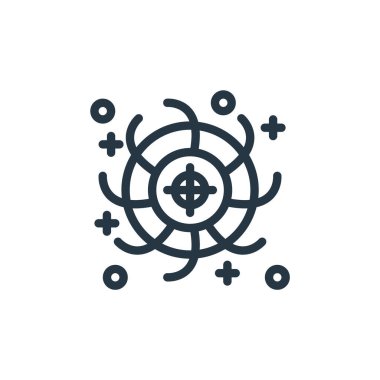 Evren kavramından evren ikonu vektörü. Evrenin düzenlenebilir vuruşunun ince çizgisi. Web ve mobil uygulamalarda kullanmak için evren doğrusal işareti, logo, yazdırma ortamı.