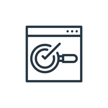 Seo Web Geliştirme konseptinden web sayfası ikon vektörü. Düzenlenebilir web sayfası vuruşunun ince çizgisi. Web ve mobil uygulamalarda kullanmak için web sayfası doğrusal işareti, logo, yazdırma ortamı.