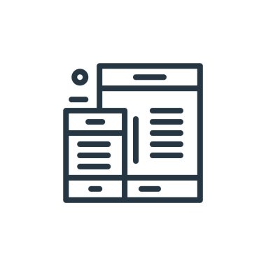 Donanım ağı kavramından akıllı telefon simgesi vektörü. Düzenlenebilir akıllı telefon vuruşunun ince bir çizgisi. Web ve mobil uygulamalarda kullanmak için akıllı telefon doğrusal işareti, logo, yazdırma ortamı.