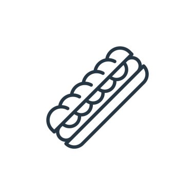 Sandviç konseptinden sosisli sandviç ikonu vektörü. Kurgulanabilir hot dog vuruşunun ince bir çizgisi. Web ve mobil uygulamalarda kullanmak için hotdog doğrusal işareti, logo, yazdırma ortamı.