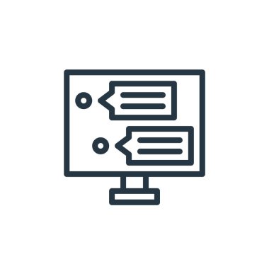 Seo web geliştirme konseptinden ekran simgesi vektörü. Ekran düzenlenebilir vuruşun ince çizgisi. Web ve mobil uygulamalarda kullanmak için ekran doğrusal işareti, logo, yazdırma ortamı.