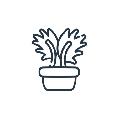 Ev bitkisi konseptinden ot ikonu vektörü. Düzenlenebilir bitki kabı felcinin ince bir çizgisi. Web ve mobil uygulamalar, logo ve yazdırma ortamlarında kullanmak için ot doğrusal işareti yerleştir.