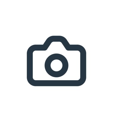 Kamera ikonu vektörü temel konseptlerden geliyor. Kamera düzenlenebilir vuruşun ince çizgisi. Web ve mobil uygulamalarda kullanmak için kamera doğrusal işareti, logo, yazdırma ortamı.