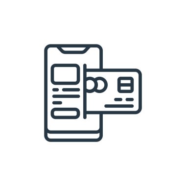 Satış konseptinden online ödeme ikonu vektörü. Çevrimiçi ödeme düzenlenebilir vuruşun ince çizgisi. İnternet ve mobil uygulamalarda kullanmak için çevrimiçi ödeme doğrusal imzası, logo, yazdırma ortamı.