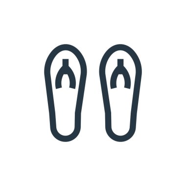 Terlik ikon vektörü seyahat konseptinden. Düzenlenebilir terliklerin ince çizgisi. İnternet ve mobil uygulamalarda kullanım için terlik doğrusal işareti, logo, yazdırma ortamı.