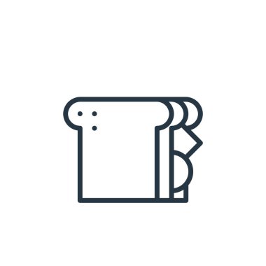 Sandviç konseptinden sandviç ikonu vektörü. İnce çizgili, düzenlenebilir sandiviç vuruşu. Web ve mobil uygulamalarda kullanmak için sandviç doğrusal işareti, logo, yazdırma ortamı.