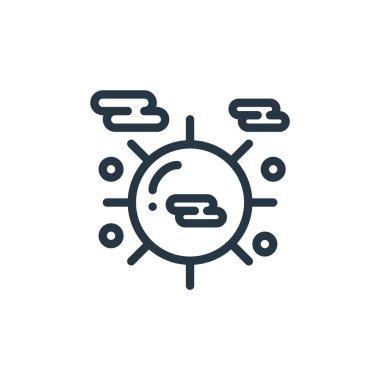 Hava konseptinden güneşli ikon vektörü. Düzenlenebilir vuruşların ince bir çizgisi. Web ve mobil uygulamalarda kullanmak için güneşli doğrusal işaret, logo, yazdırma ortamı.