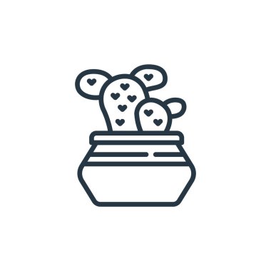 Bitki konseptinden kaktüs ikonu vektörü. Düzenlenebilir kaktüs felcinin ince bir çizgisi. Web ve mobil uygulamalarda kullanmak için kaktüs doğrusal işareti, logo, yazdırma ortamı.