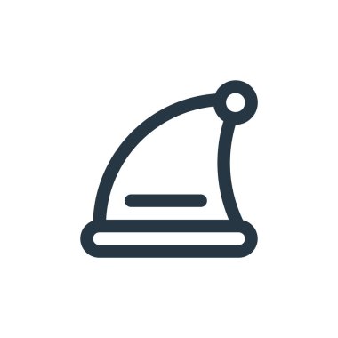 Noel Baba şapkası ikonu vektörü, Noel konseptinden. Noel Baba 'nın düzenlenebilir vuruşunun ince çizgisi. Web ve mobil uygulamalarda kullanmak için noel baba şapkası doğrusal işareti, logo, yazdırma ortamı.