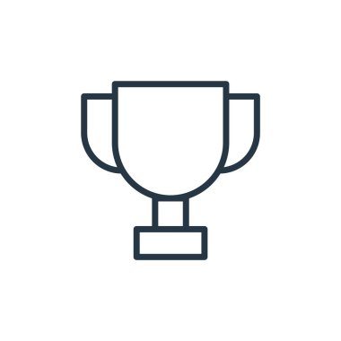 Spor konseptinden ödül ikonu vektörü. Kurgulanabilir kupa vuruşunun ince bir çizgisi. Web ve mobil uygulamalarda kullanmak için kupa doğrusal işareti, logo, yazdırma ortamı.