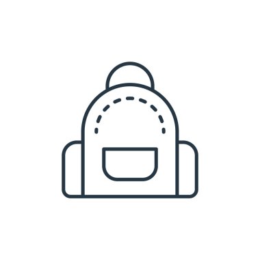 Uçuş konseptinden torba ikon vektörü. Çantanın düzenlenebilir darbesinin ince çizgisi. ağ ve mobil uygulamalarda kullanmak için torba doğrusal işareti, logo, yazdırma ortamı.