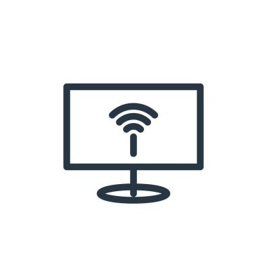 Pazarlama işindeki internet ikonu vektörü. İnternette düzenlenebilir vuruşların ince bir çizgisi. İnternet ve mobil uygulamalarda kullanmak için internet doğrusal işareti, logo, yazdırma ortamı.