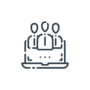 Elderning kavramından kullanıcı simgesi vektörü. Kullanıcıların düzenlenebilir vuruşlarının ince çizgisi. Web ve mobil uygulamalarda kullanım için kullanıcı doğrusal işareti, logo, yazdırma ortamı.