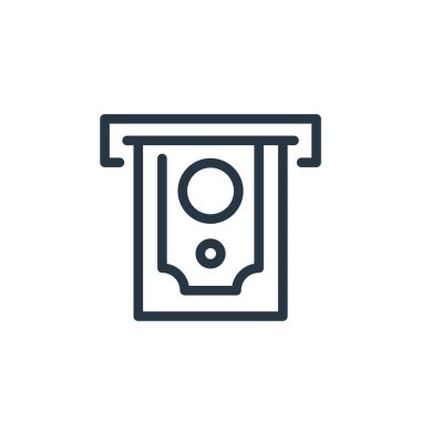 Para çekme ikonu vektörü para ve finans konsepti. İnce çizgili para çekme düzenlenebilir felç çizgisi. para çekme lineer işareti web ve mobil uygulamalar, logo, yazdırma 