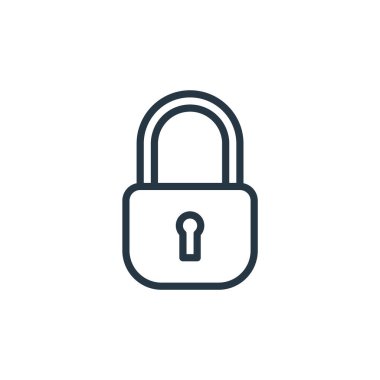 Kullanıcı arayüzü kavramından parola simgesi vektörü. Parola düzenlenebilir vuruşun ince çizgisi. Web ve mobil uygulamalarda kullanmak için parola doğrusal işareti, logo, yazdırma ortamı.