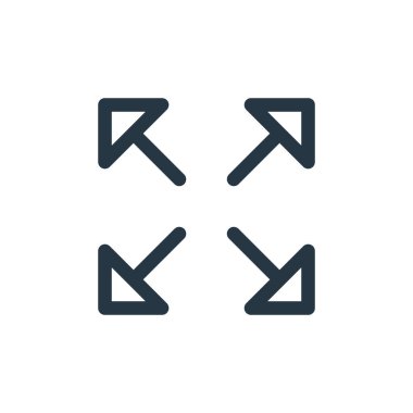 Arayüz kavramından simge vektörünü yeniden boyutlandır. Düzenlenebilir inmenin ince çizgisi. Web ve mobil uygulamalarda kullanmak için doğrusal işareti yeniden boyutlandır, logo, yazdırma ortamı.