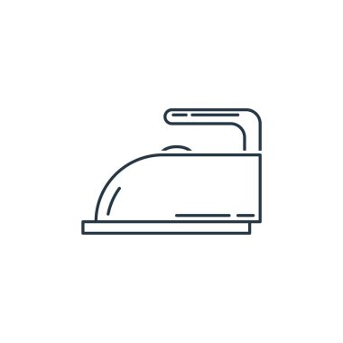 Mobilya konseptinden demir ikon vektörü. Düzenlenebilir demir darbesinin ince çizgisi. Web ve mobil uygulamalarda kullanmak için demir doğrusal işareti, logo, yazdırma ortamı.