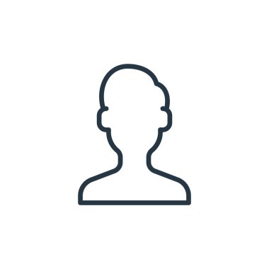 Kullanıcı konseptinden insan simgesi vektörü. İnce bir insan felci çizgisi. Web ve mobil uygulamalarda kullanmak için adam doğrusal işareti, logo, yazdırma ortamı.