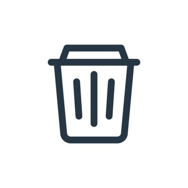 Arayüz konseptinden çöp simgesi vektörü. Düzenlenebilir çöp vuruşunun ince çizgisi. Web ve mobil uygulamalarda kullanmak için çöp doğrusal işareti, logo, yazdırma ortamı.