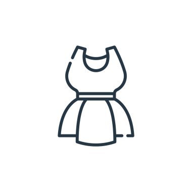 Instagram 'daki elbise ikonu vektörü hikayelerin güzellik konseptini vurguluyor. Düzenlenebilir darbenin ince bir çizgisi. Web ve mobil uygulamalarda kullanmak için doğrusal giyim tabelası, logo, yazdırma ortamı.