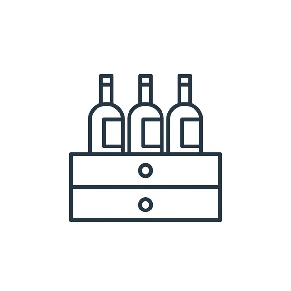 Wektor Ikony Butelek Wina Koncepcji Podróży Cienki Rysunek Butelki Wina — Wektor stockowy