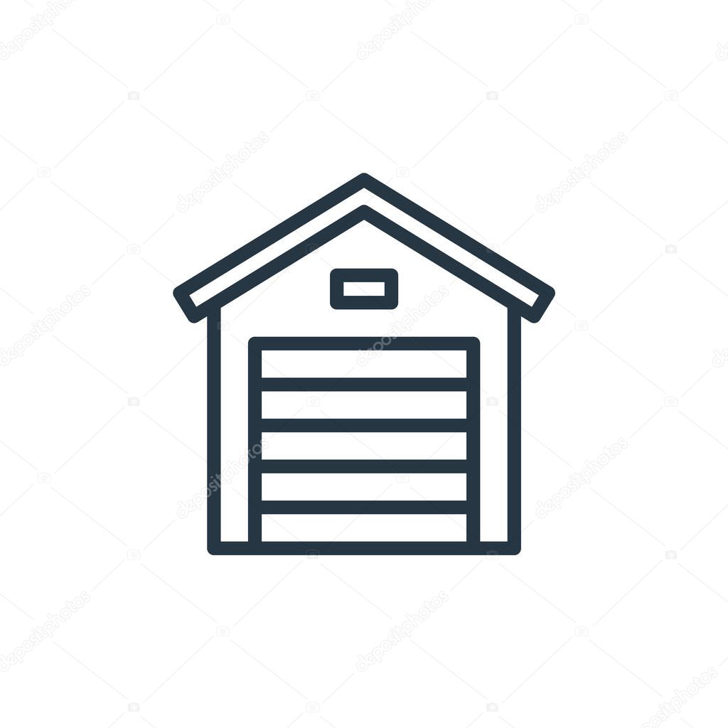 garage icon vector from real estate concept. Thin line illustration of garage editable stroke. garage linear sign for use on web and mobile apps, logo, print media.
