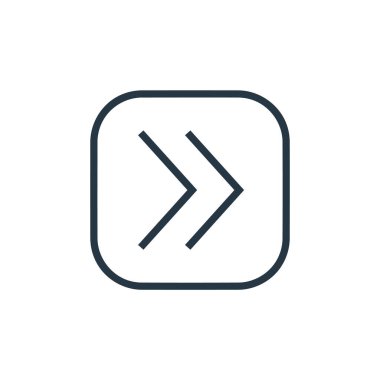 ok kavramından sonraki simge vektörü. Bir sonraki düzenlenebilir felcin ince bir çizgisi. Web ve mobil uygulamalarda kullanmak için bir sonraki doğrusal işaret, logo, yazdırma ortamı.