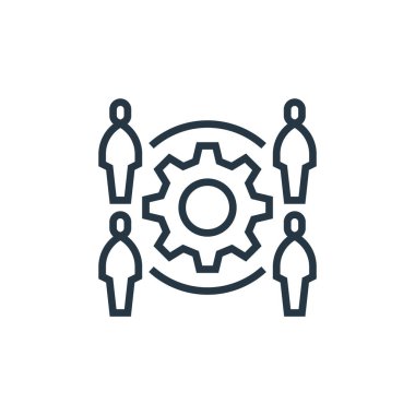 İş süreci taşeronluk kavramından insan kaynakları ikonu vektörü. İnsan kaynaklarının düzenlenebilir vuruşlarının ince çizgisi. Web ve mobil uygulamalarda kullanmak için insan kaynakları doğrusal işareti, logo, 