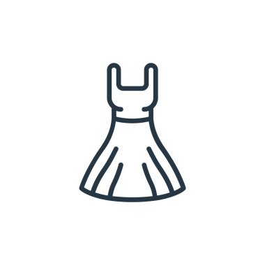 Moda ve giysi konseptinden ikon taşıyıcı giyin. Düzenlenebilir darbenin ince bir çizgisi. Web ve mobil uygulamalarda kullanmak için doğrusal giyim tabelası, logo, yazdırma ortamı.