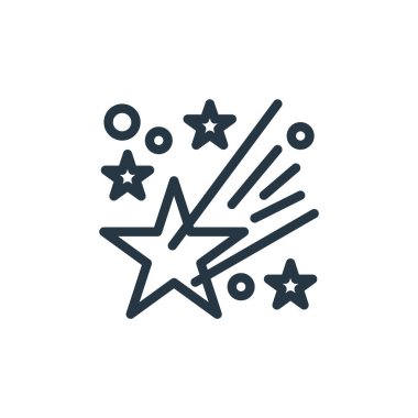 Hava durumundan kayan yıldız ikonu vektörü. Kayan yıldızın düzenlenebilir vuruşunun ince çizgisi. Web ve mobil uygulamalarda kullanmak için yıldız doğrusal işareti kaydet, logo, yazdırma medyası.