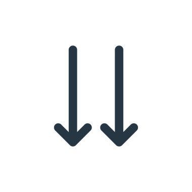 ok ikonu konseptinden aşağı ok ikonu vektörü. Okun düzenlenebilir darbesinin ince çizgisi. Web ve mobil uygulamalarda kullanmak için aşağı ok doğrusal işareti, logo, yazdırma ortamı.