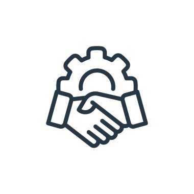 Takım çalışması konseptinden ortaklık ikonu vektörü. Düzenlenebilir ortaklık vuruşunun ince çizgisi. Web ve mobil uygulamalarda kullanmak için ortaklık doğrusal işareti, logo, yazdırma ortamı.