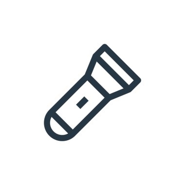 Seyahat konseptinden meşale ikonu vektörü. İnce çizgili, düzenlenebilir meşale vuruşu çizgisi. Web ve mobil uygulamalarda kullanmak için kaynak doğrusal işareti, logo, yazdırma ortamı.