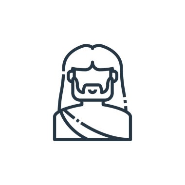 Paskalya Günü konseptinden İsa ikon vektörü. İsa 'nın düzenlenebilir vuruşunun ince çizgisi. Web ve mobil uygulamalar, logo ve yazdırma ortamlarında kullanmak için İsa doğrusal işareti.