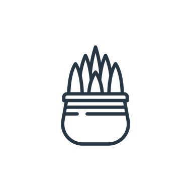 Bitki konseptinden bitki ikonu vektörü. Düzenlenebilir bitki felcinin ince bir çizgisi. Web ve mobil uygulamalarda kullanım için bitkisel doğrusal işaret, logo, yazdırma ortamı.