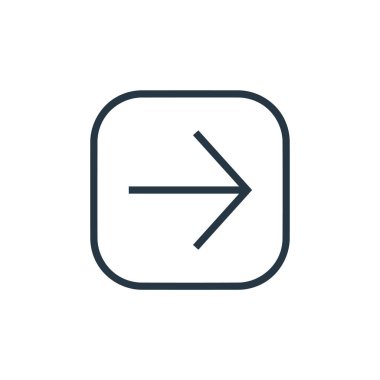 ok konseptinden sağ simge vektörü. Düzenlenebilir sağ vuruşun ince çizgisi. Web ve mobil uygulamalarda kullanmak için sağ doğrusal işaret, logo, yazdırma ortamı.
