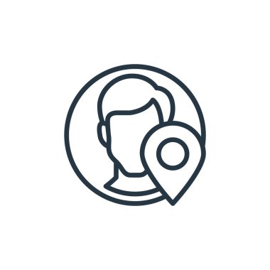 Kullanıcı konseptinden insan simgesi vektörü. İnce bir insan felci çizgisi. Web ve mobil uygulamalarda kullanmak için adam doğrusal işareti, logo, yazdırma ortamı.