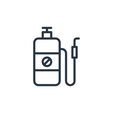 Kirlilik konseptinden böcek ilacı taşıyıcısı. Düzenlenebilir böcek ilacının ince bir çizgisi. Web ve mobil uygulamalarda kullanmak için pestisit doğrusal işareti, logo, yazdırma ortamı.