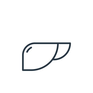 Sağlık hizmetleri konseptinden karaciğer ikonu vektörü. Karaciğer düzenlenebilir felcin ince bir çizgisi. Web ve mobil uygulamalarda kullanmak için karaciğer doğrusal işareti, logo, yazdırma ortamı.