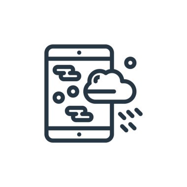 Hava durumu konseptinden hava durumu uygulaması simgesi vektörü. Düzenlenebilir hava durumu uygulamasının ince çizgisi. Web ve mobil uygulamalarda kullanmak için hava durumu uygulaması doğrusal işareti, logo, yazdırma ortamı.