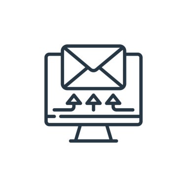 Satış konseptinden ikon vektörü gönder. Düzenlenebilir felcin ince bir çizgisi. Web ve mobil uygulamalarda kullanmak için doğrusal işaret gönder, logo, yazdırma ortamı.