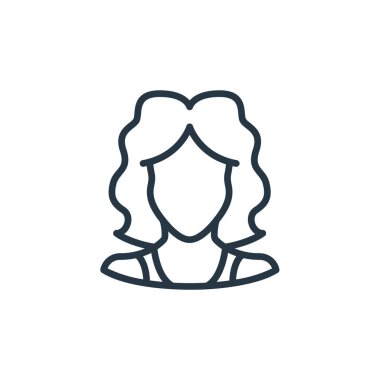 Kullanıcı konseptinden kadın simge vektörü. Düzenlenebilir kalp krizinin ince bir çizgisi. Web ve mobil uygulamalarda kullanmak için kadın doğrusal işareti, logo, yazdırma ortamı.