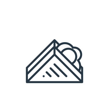 Sandviç konseptinden sandviç ikonu vektörü. İnce çizgili, düzenlenebilir sandiviç vuruşu. Web ve mobil uygulamalarda kullanmak için sandviç doğrusal işareti, logo, yazdırma ortamı.