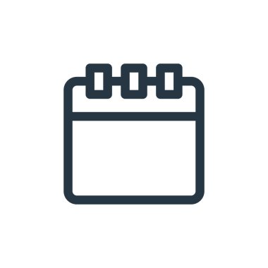 Temel ui kavramından bir takvim ikonu vektörü. Takvim düzenlenebilir vuruşunun ince çizgisi. Web ve mobil uygulamalarda kullanmak için takvim doğrusal işareti, logo, yazdırma ortamı.