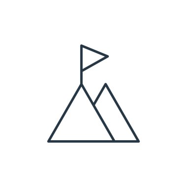 Seyahat konseptinden dağ ikonu vektörü. Düzenlenebilir dağ vuruşunun ince çizgisi. Web ve mobil uygulamalarda kullanmak için dağ doğrusal işareti, logo, yazdırma ortamı.