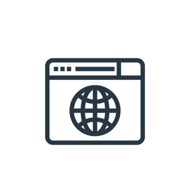 Medya konseptinden www simge vektörü. Düzenlenebilir inmenin ince bir çizgisi. Web ve mobil uygulamalarda kullanmak için www doğrusal işareti, logo, yazdırma ortamı.