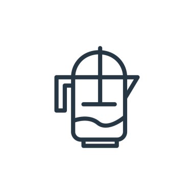 Mutfak konseptinden bir ikon vektörü. Düzenlenebilir su testisi felcinin ince bir çizgisi. Web ve mobil uygulamalar, logo ve yazdırma ortamlarında kullanmak için su sürahisi doğrusal işareti.