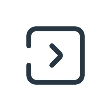 ok konseptinden sağ ok simgesi vektörü. Sağ okun düzenlenebilir vuruşunun ince çizgisi. Web ve mobil uygulamalarda kullanmak için sağ ok doğrusal işareti, logo, yazdırma ortamı.